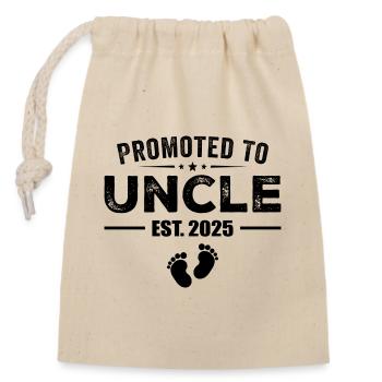 Promoted To Uncle Est 2025 Funny For New Uncle - Closable cotton gift bag (14x20cm) - nature - Front