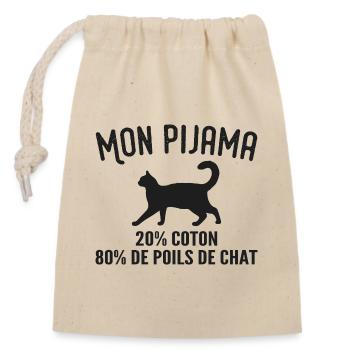 Humorous Cat Hair Pajamas - Closable cotton gift bag (14x20cm) - nature - Front