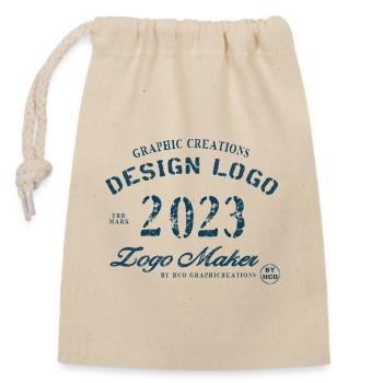 Design Blue - Closable cotton gift bag (14x20cm) - nature - Front