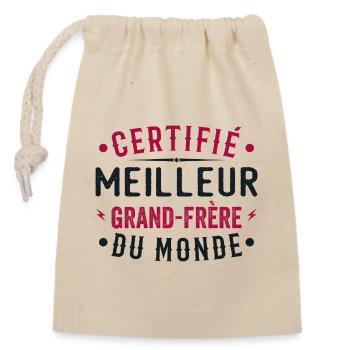 Certified Best Big Brother In The World Big Brother - Closable cotton gift bag (14x20cm) - nature - Front