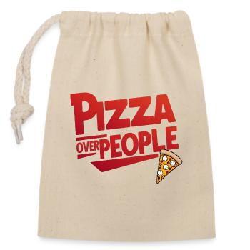 Pizza statt Leute - Verschließbarer Geschenkbeutel aus Baumwolle (14x20cm) - Natur - Vorne