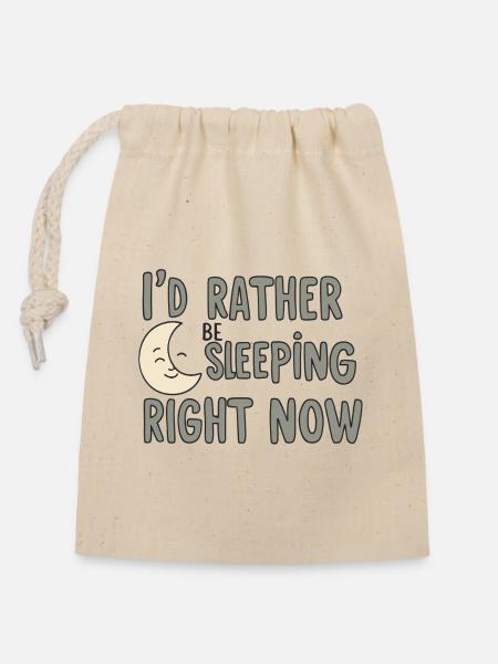Lieber schlafen jetzt - Verschließbarer Geschenkbeutel aus Baumwolle (14x20cm) - Natur