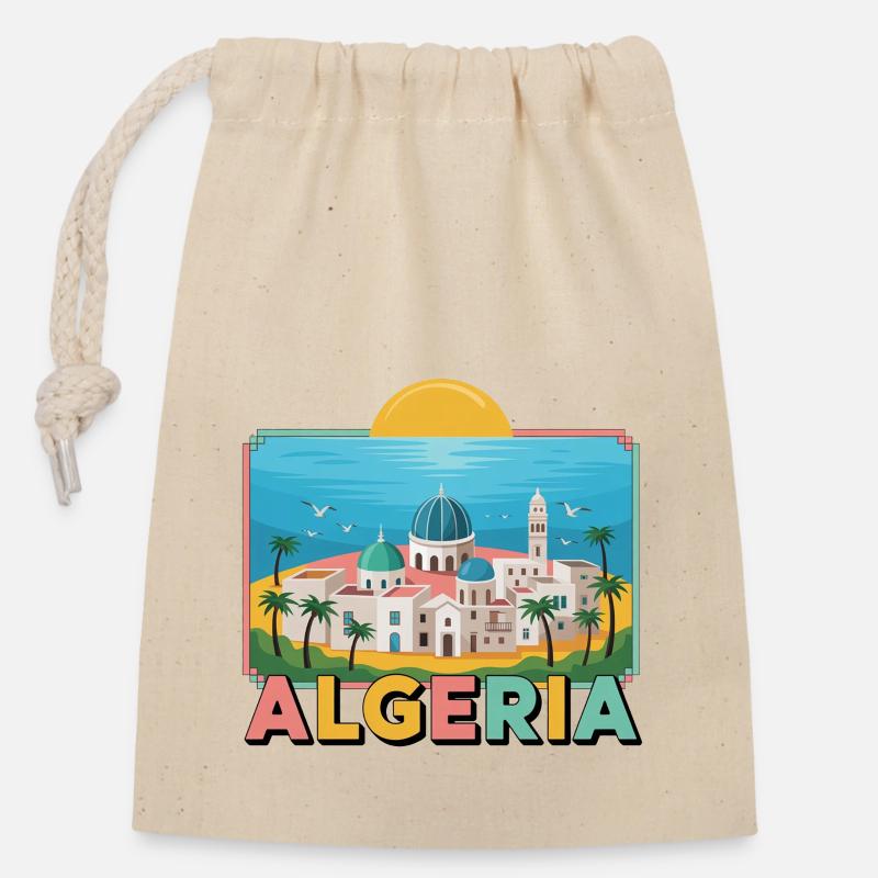 Algérie DZ Algeria - Sac cadeau en coton avec cordon (14 x 20 cm) - nature