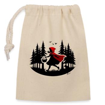 Like Little Red Riding Hood through the forest, watch out for wolves! - Closable cotton gift bag (14x20cm) - nature - Front