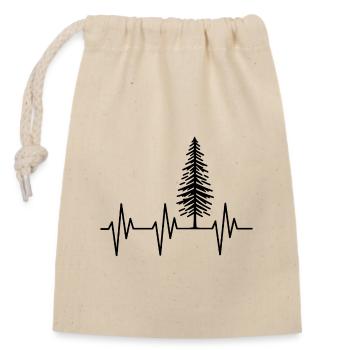 Battements de cœur et sapin de Noël – L’amour de la forêt - Sac cadeau en coton avec cordon (14 x 20 cm) - nature - Devant