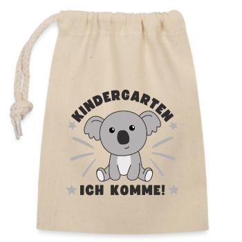 Kindergarten Ich Komme Kindergartenkind Koala - Verschließbarer Geschenkbeutel aus Baumwolle (14x20cm) - Natur - Vorne