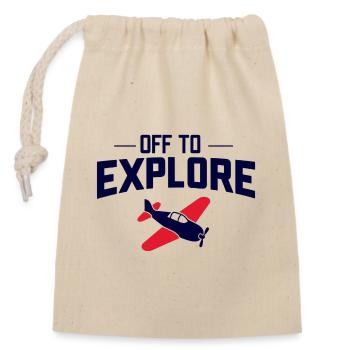 Adventure flight - Closable cotton gift bag (14x20cm) - nature - Front