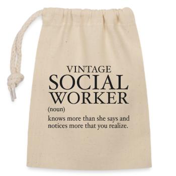Vintage Social Worker - Closable cotton gift bag (14x20cm) - nature - Front
