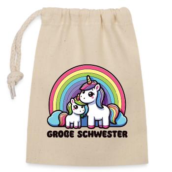 Grande sœur 2026 Licorne Frères et sœurs - Sac cadeau en coton avec cordon (14 x 20 cm) - nature - Devant