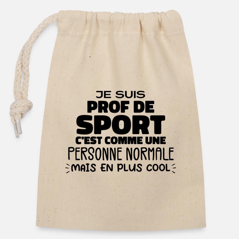 Je Suis Prof De Sport Cadeau Prof De Sport - Sac cadeau en coton avec cordon (14 x 20 cm) - nature