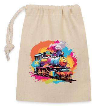 Colorful Colorful Steam Locomotive - Closable cotton gift bag (14x20cm) - nature - Front