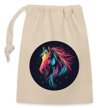 Ponies and horses are my friends - Closable cotton gift bag (14x20cm) - nature - Front
