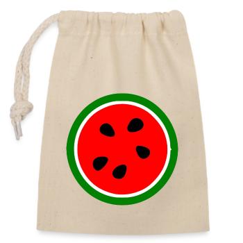 Wassermelone Melone - Verschließbarer Geschenkbeutel aus Baumwolle (14x20cm) - Natur - Vorne