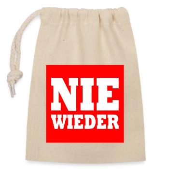 Nie wieder - Verschließbarer Geschenkbeutel aus Baumwolle (14x20cm) - Natur - Vorne