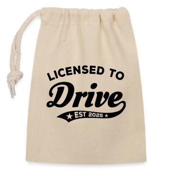 Lizenz zum Fahren - 2025 Führerschein bestanden - Verschließbarer Geschenkbeutel aus Baumwolle (14x20cm) - Natur - Vorne