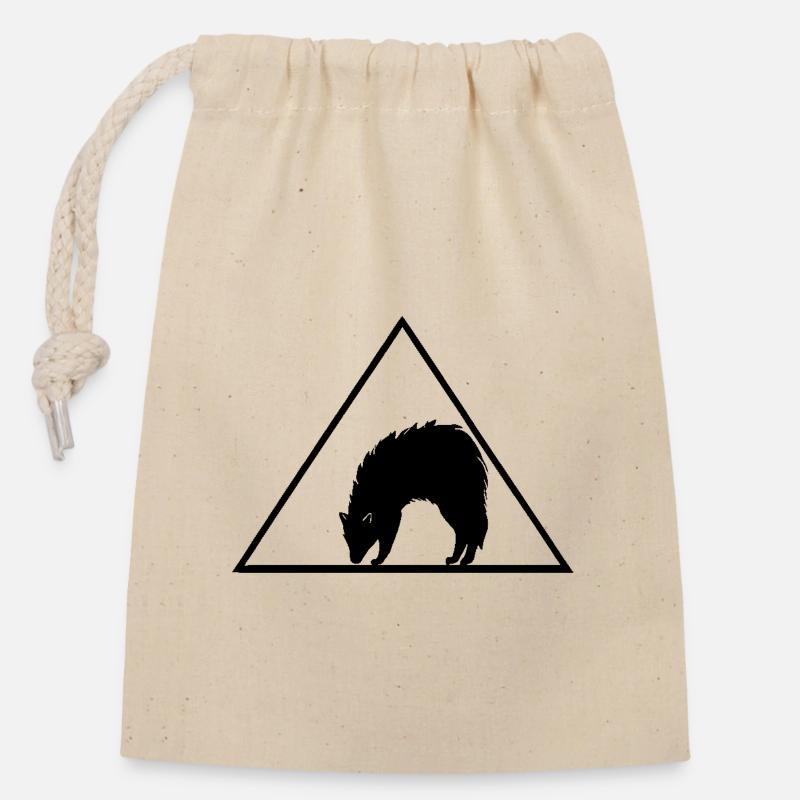 Wolf in the triangle - Closable cotton gift bag (14x20cm) - nature