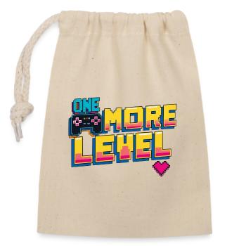 Pixel Level Up - Verschließbarer Geschenkbeutel aus Baumwolle (14x20cm) - Natur - Vorne