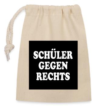 Schüler gegen rechts - Verschließbarer Geschenkbeutel aus Baumwolle (14x20cm) - Natur - Vorne