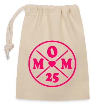 Mom 2025 - Verschließbarer Geschenkbeutel aus Baumwolle (14x20cm) - Natur - Vorne