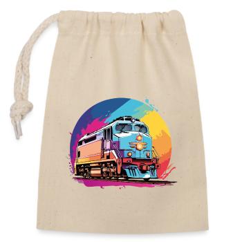 Colorful Colorful Diesel Locomotive - Closable cotton gift bag (14x20cm) - nature - Front