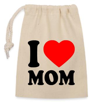 I love mom - Verschließbarer Geschenkbeutel aus Baumwolle (14x20cm) - Natur - Vorne