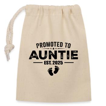 Promoted To Auntie 2025 Funny For New Auntie - Closable cotton gift bag (14x20cm) - nature - Front