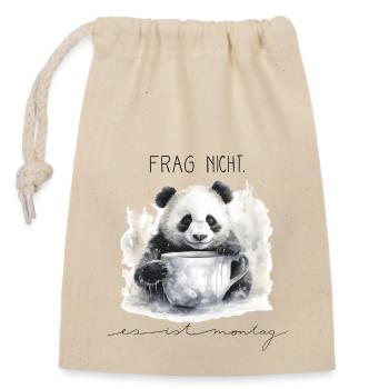 Funny Panda - es ist Montag - Verschließbarer Geschenkbeutel aus Baumwolle (14x20cm) - Natur - Vorne