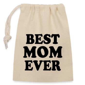Best mom ever - Closable cotton gift bag (14x20cm) - nature - Front