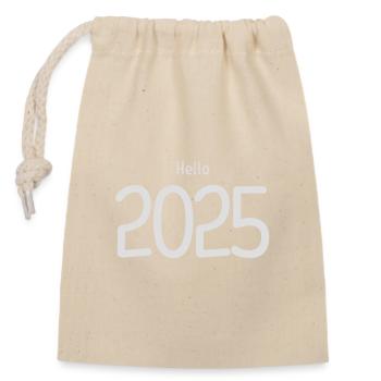 Hello 2025 – Futuristisches und Stilvolles Design - Verschließbarer Geschenkbeutel aus Baumwolle (14x20cm) - Natur - Vorne