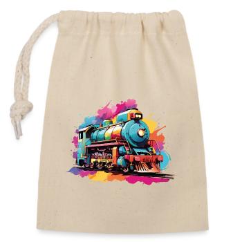 Colorful Colorful Steam Locomotive - Closable cotton gift bag (14x20cm) - nature - Front