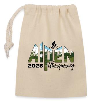 Alpenüberquerung Alpen Überquerung 2025 Rad - Verschließbarer Geschenkbeutel aus Baumwolle (14x20cm) - Natur - Vorne