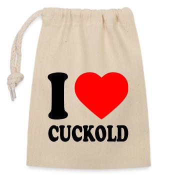 I love cuckold - Closable cotton gift bag (14x20cm) - nature - Front