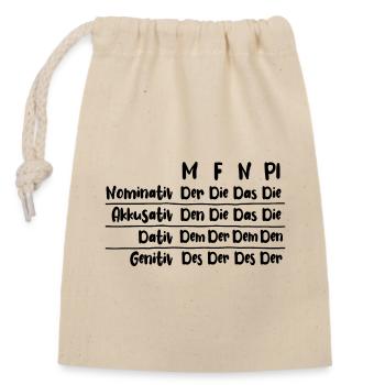 Der, die, das, bestimmter Artikel, Deklination - Verschließbarer Geschenkbeutel aus Baumwolle (14x20cm) - Natur - Vorne