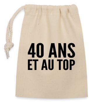 40 years old and at the top - Closable cotton gift bag (14x20cm) - nature - Front
