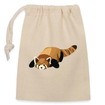 Kleiner Panda - Verschließbarer Geschenkbeutel aus Baumwolle (14x20cm) - Natur - Vorne