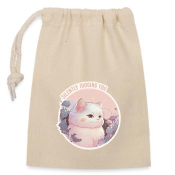 Puff vous juge silencieusement - Sac cadeau en coton avec cordon (14 x 20 cm) - nature - Devant