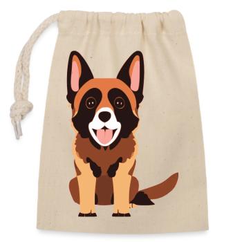 Cute Beautiful Chibi Dog Schäferhund - Verschließbarer Geschenkbeutel aus Baumwolle (14x20cm) - Natur - Vorne