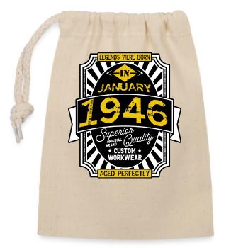 1946 JANUARY - Closable cotton gift bag (14x20cm) - nature - Front