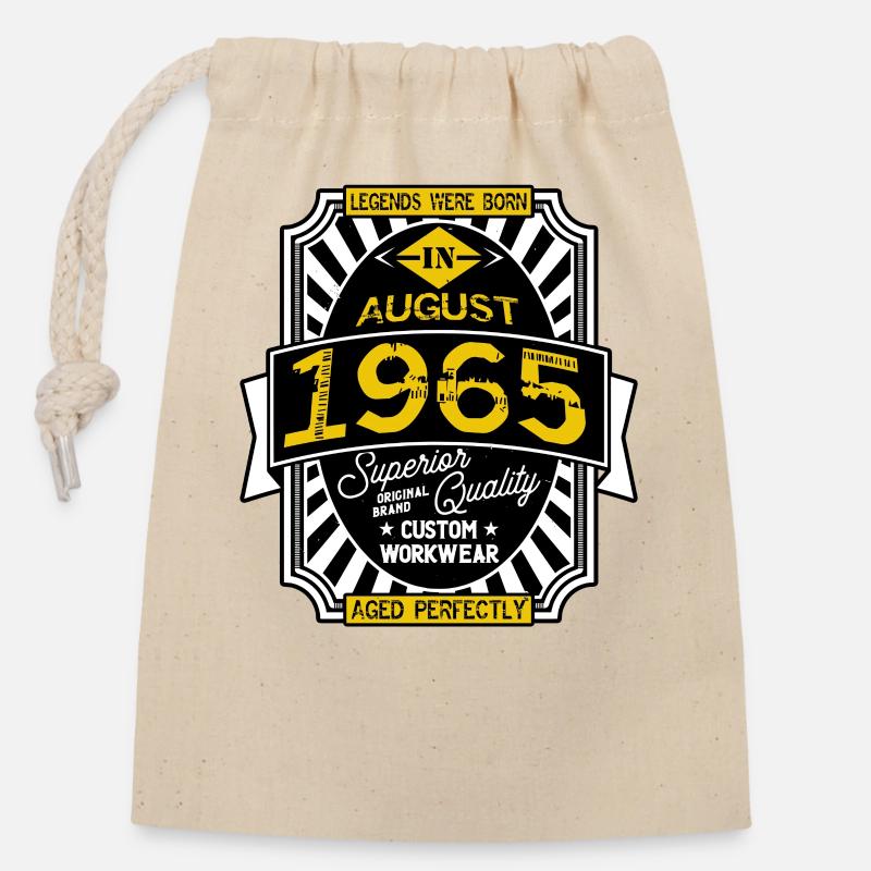 1965 AUGUST - Closable cotton gift bag (14x20cm) - nature