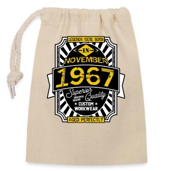 1967 NOVEMBER - Sac cadeau en coton avec cordon (14 x 20 cm) - nature - Devant