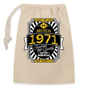 1971 MARCH - Closable cotton gift bag (14x20cm) - nature - Front