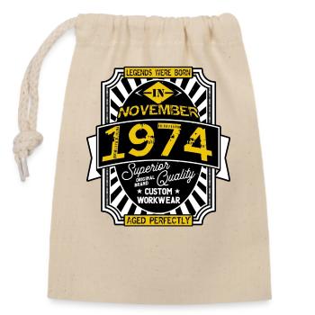 1974 NOVEMBER - Sac cadeau en coton avec cordon (14 x 20 cm) - nature - Devant