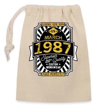 1987 MARCH - Closable cotton gift bag (14x20cm) - nature - Front