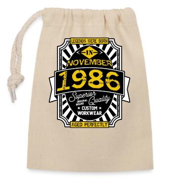 1986 NOVEMBER - Sac cadeau en coton avec cordon (14 x 20 cm) - nature - Devant