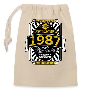 1987 SEPTEMBER - Closable cotton gift bag (14x20cm) - nature - Front
