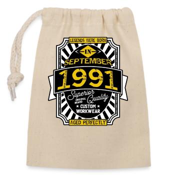 1991 SEPTEMBER - Closable cotton gift bag (14x20cm) - nature - Front