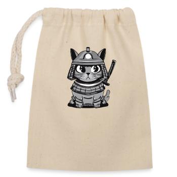 Cat Cat Samurai Japon Katana Épée - Sac cadeau en coton avec cordon (14 x 20 cm) - nature - Devant