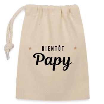 Bientôt papy - Sac cadeau en coton avec cordon (14 x 20 cm) - nature - Devant