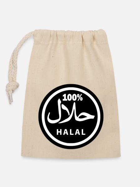 Halal - Verschließbarer Geschenkbeutel aus Baumwolle (14x20cm) - Natur