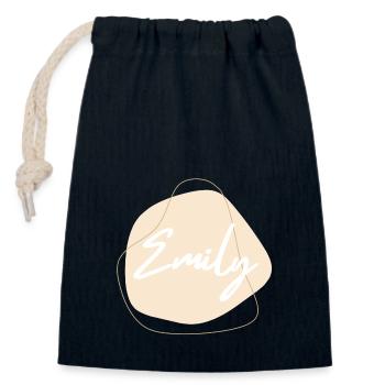EMILY Namensprint - Verschließbarer Geschenkbeutel aus Baumwolle (14x20cm) - Navy - Vorne